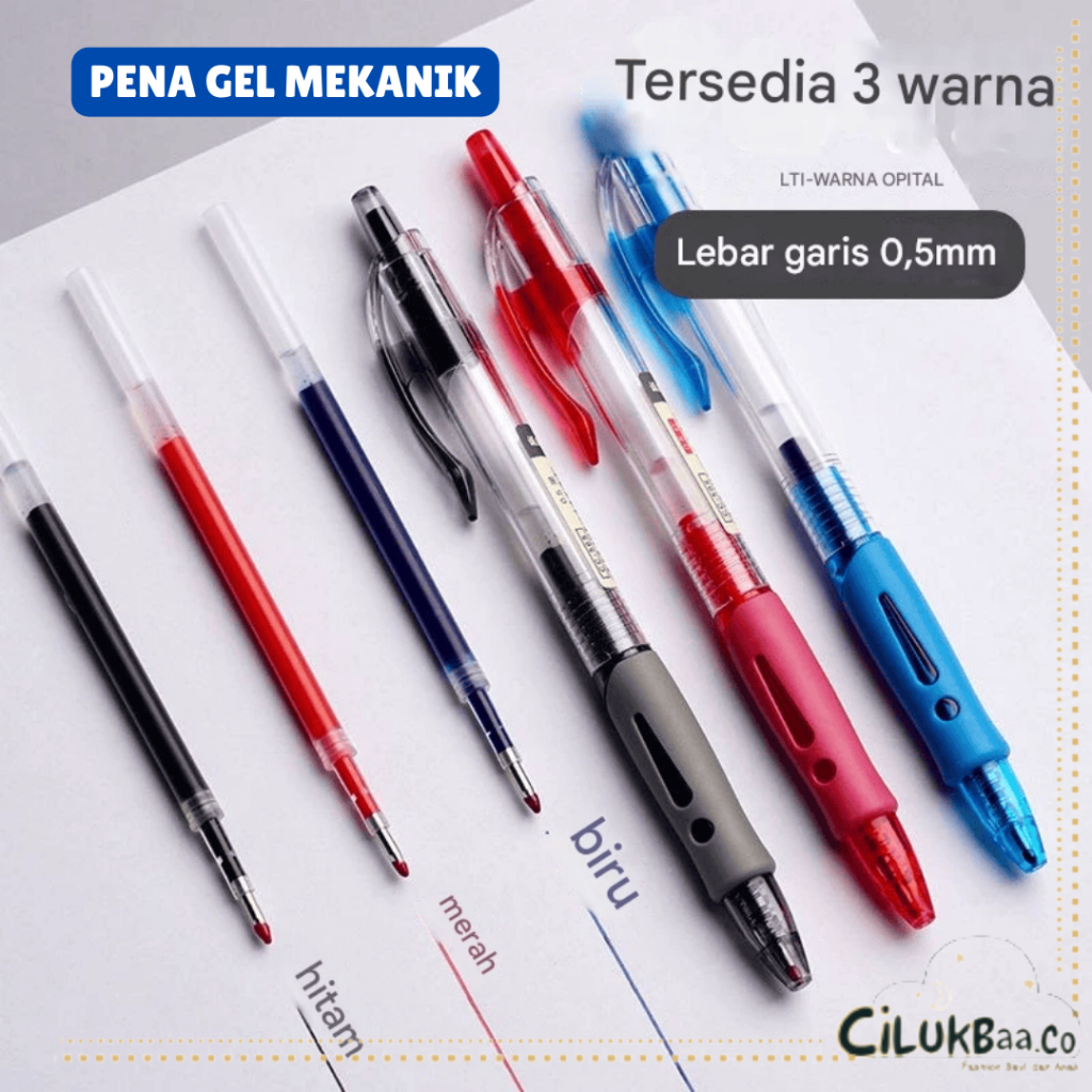 

PROMO 8.8 - 6pcs Cilukbaa Bulpen Gel Mekanik INK Pulpen Bulpoin Gel Mekanik