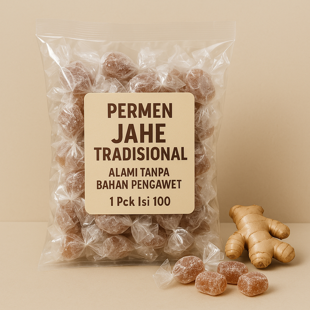 Permen Jahe Asli Tradisional 1 Pack Isi 50 Permen Jahe Jadul Anti Mual Masuk Angin dan Ibu Hamil