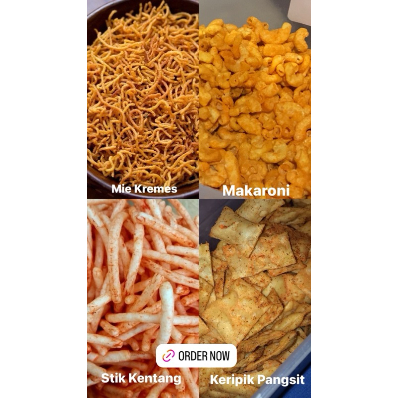 

BUNDLING 2 Omo Snack Makaroni/Keripik Pangsit/Stik Kentang/Mie kremes