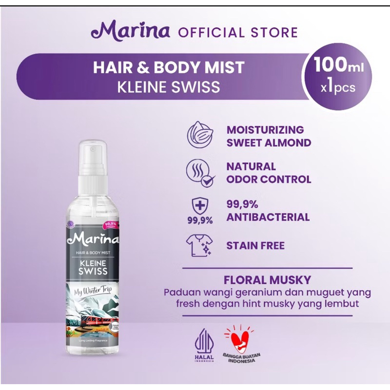 Marina Hair & Body Mist Cologne Secret Paradise 100ml