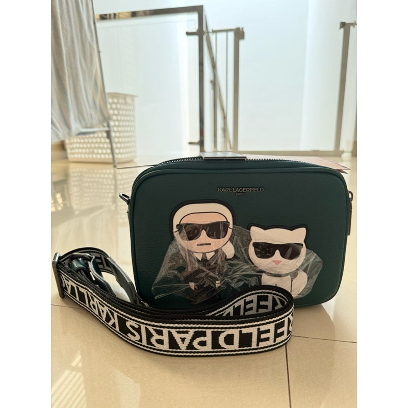 Ori Karl Lagerfeld Ikonic Dark green Maybelle Bag Tas Purse Crossbody Sling Selempag Camera Bag
