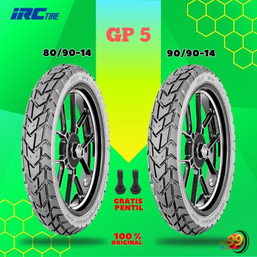 Sepasang Ban Motor Matic // IRC GP5 80/90- GP5 90/90 Ring 14 Tubeless