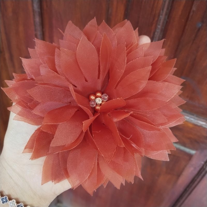 Aplikasi bunga 3D/hiasan bahu/hiasan baju uk 15cm