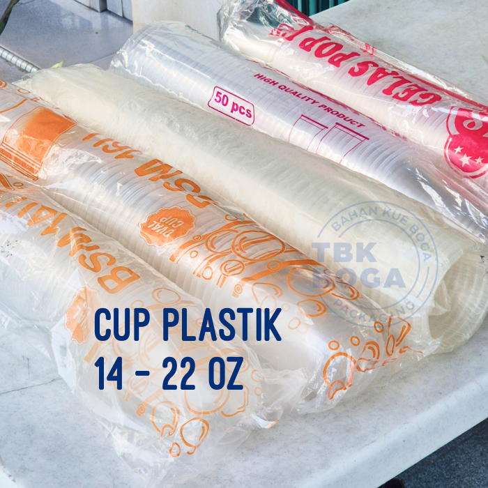 Gelas Cup Plastik ( 12, 14, 16 oz ) PE Pop Ice Tipis Datar Oval Minuman