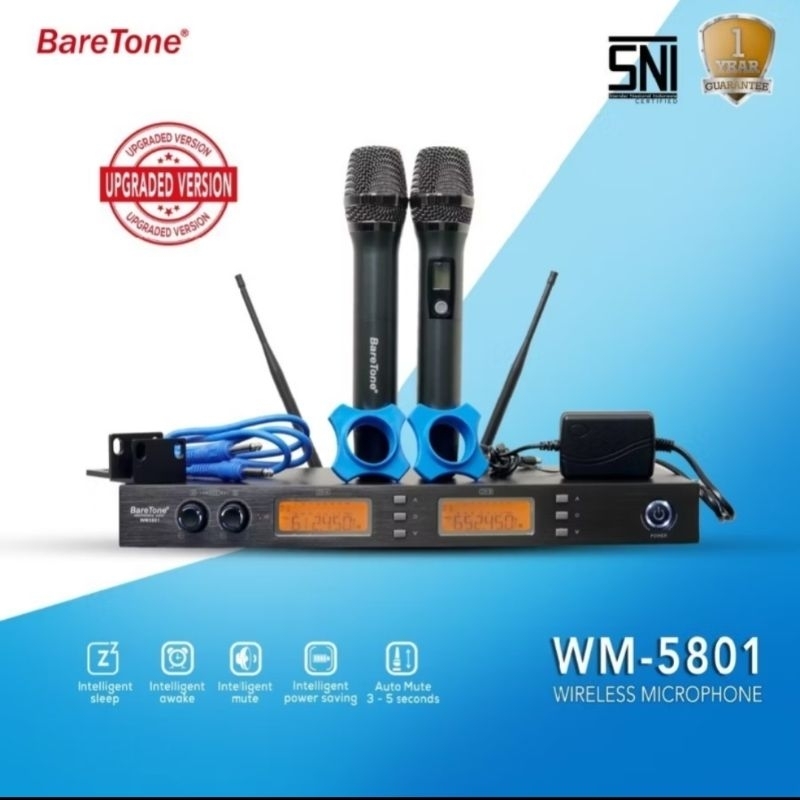 BareTone WM-5801 microphone wireless BareTone Microphone | Microphone wireless | Dual Microphone Wir