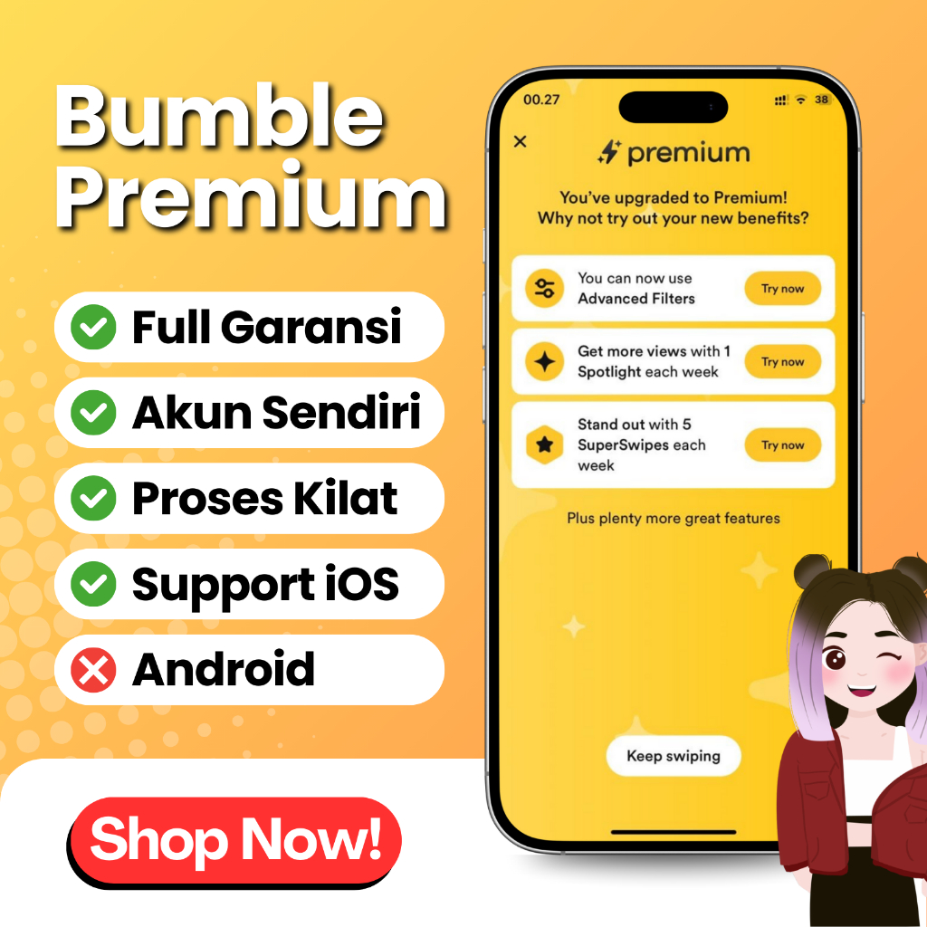 BUMBLE PREMIUM iOS (iPHONE) - FITUR LENGKAP | AMAN & BERGARANSI