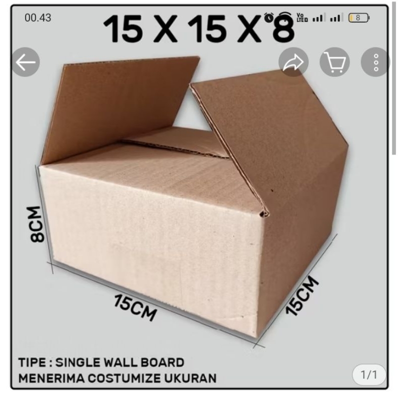 

Kardus box peacking uk15x15x8 cm