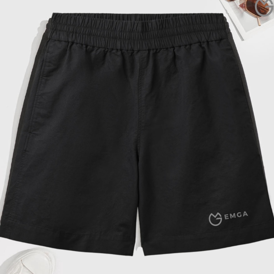 Hot  Emga Shorts2 Celana Pendek Pants Olahraga Santai Kolor Polos Hitam Pria Wanita Laki Unisex Bask