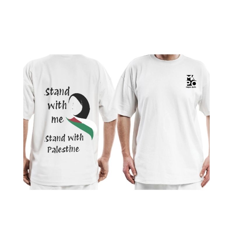 kaos oversize boxy bela palestina putih