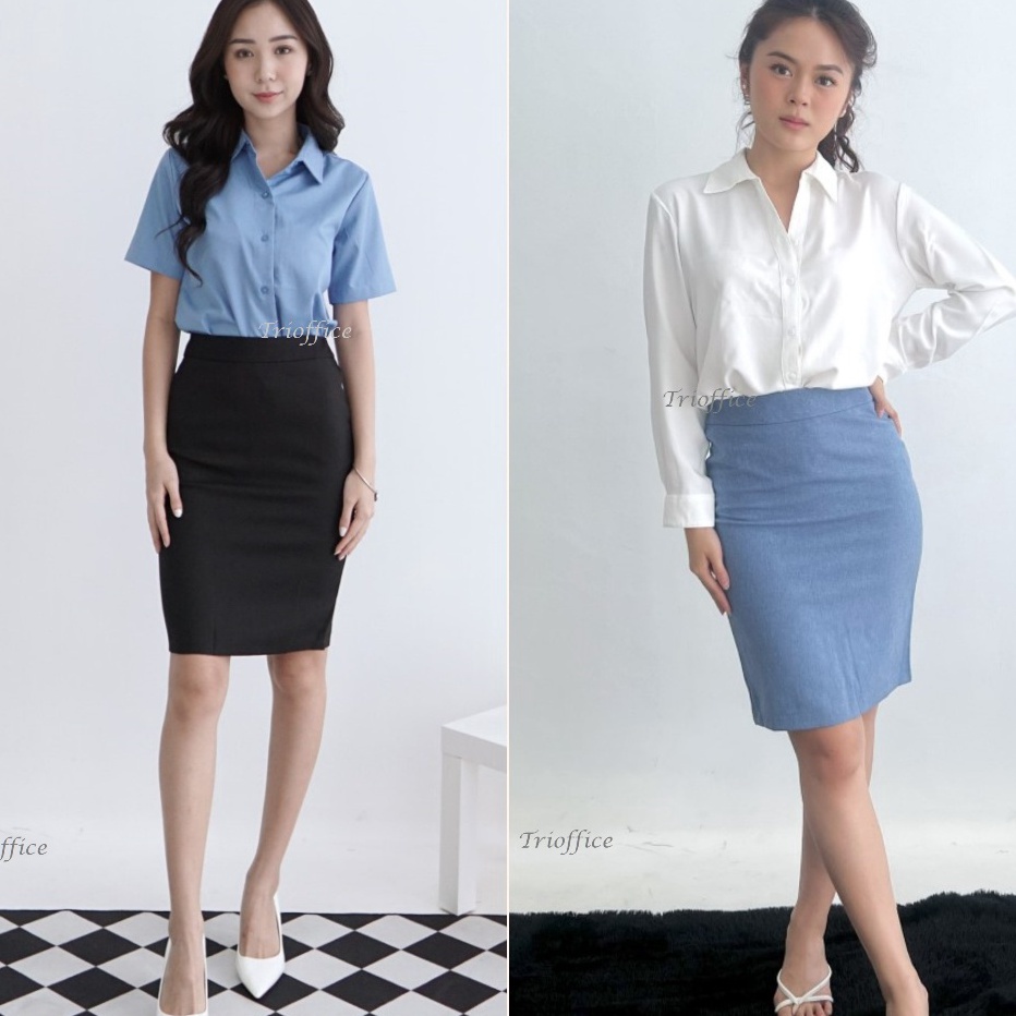 Rok Span Hitam Kerja Formal Pendek Selutut 34