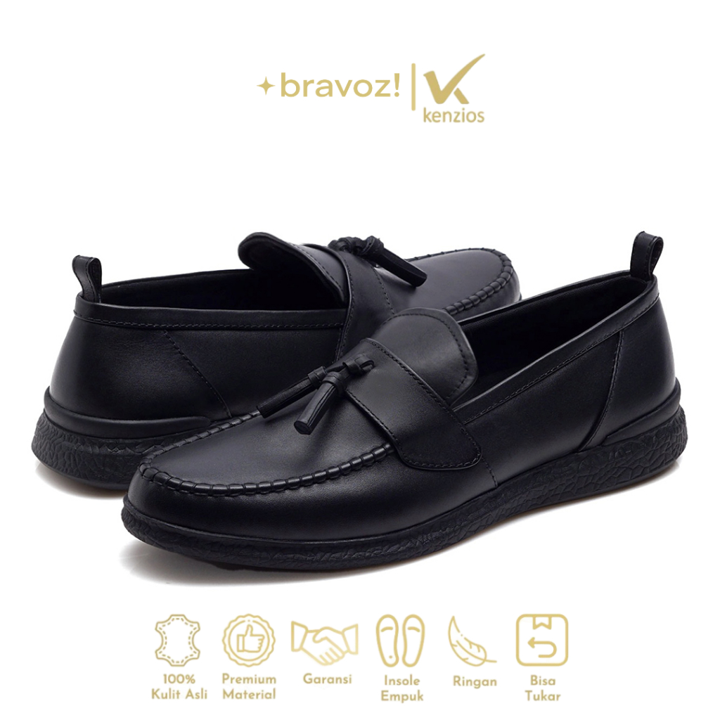 Kenzios Sepatu Formal Pria Kulit Asli Vasco Black Series / Sepatu Kulit Pria