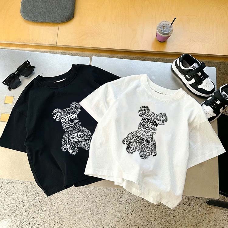 korea style Putih cocobaby t shirt cotton Kaos Atasan Anak laki-laki Perempuan | Pola cetak huruf be