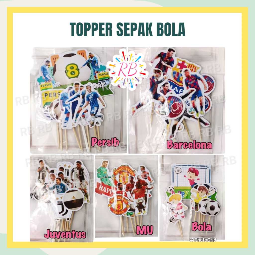 (6pc) topper Bola  topper kue topper persib juventus barcelona manchester united bola