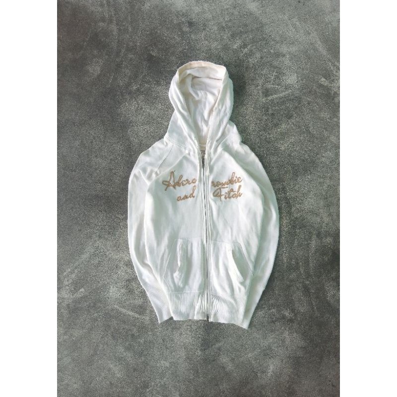 Zhipper Hoodie Abercrombie Putih Original