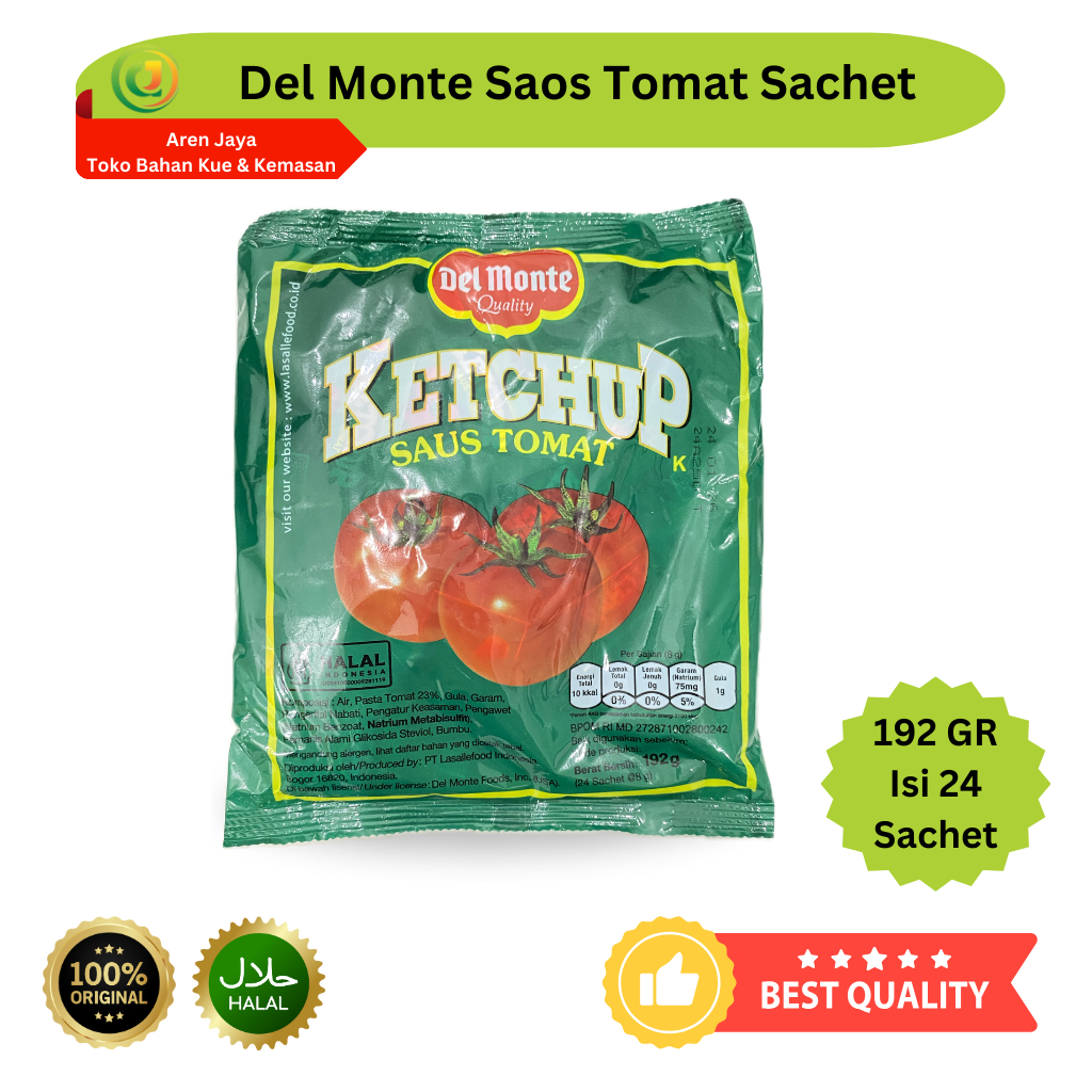 

Delmonte Saus Tomat Ketchup Sachet 9 Gram x 24 Sachet 192 Gram Original