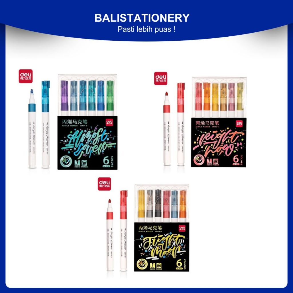 

Spidol Akrilik / Acrylic Marker Deli 6 Warna HM114