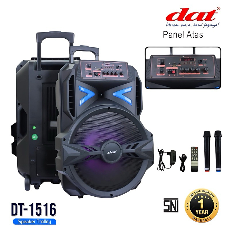 Speaker DAT DT-1516  speaker bluetooth portabel 15inch speaker aktif full bass dilengkapi 2mic wirel
