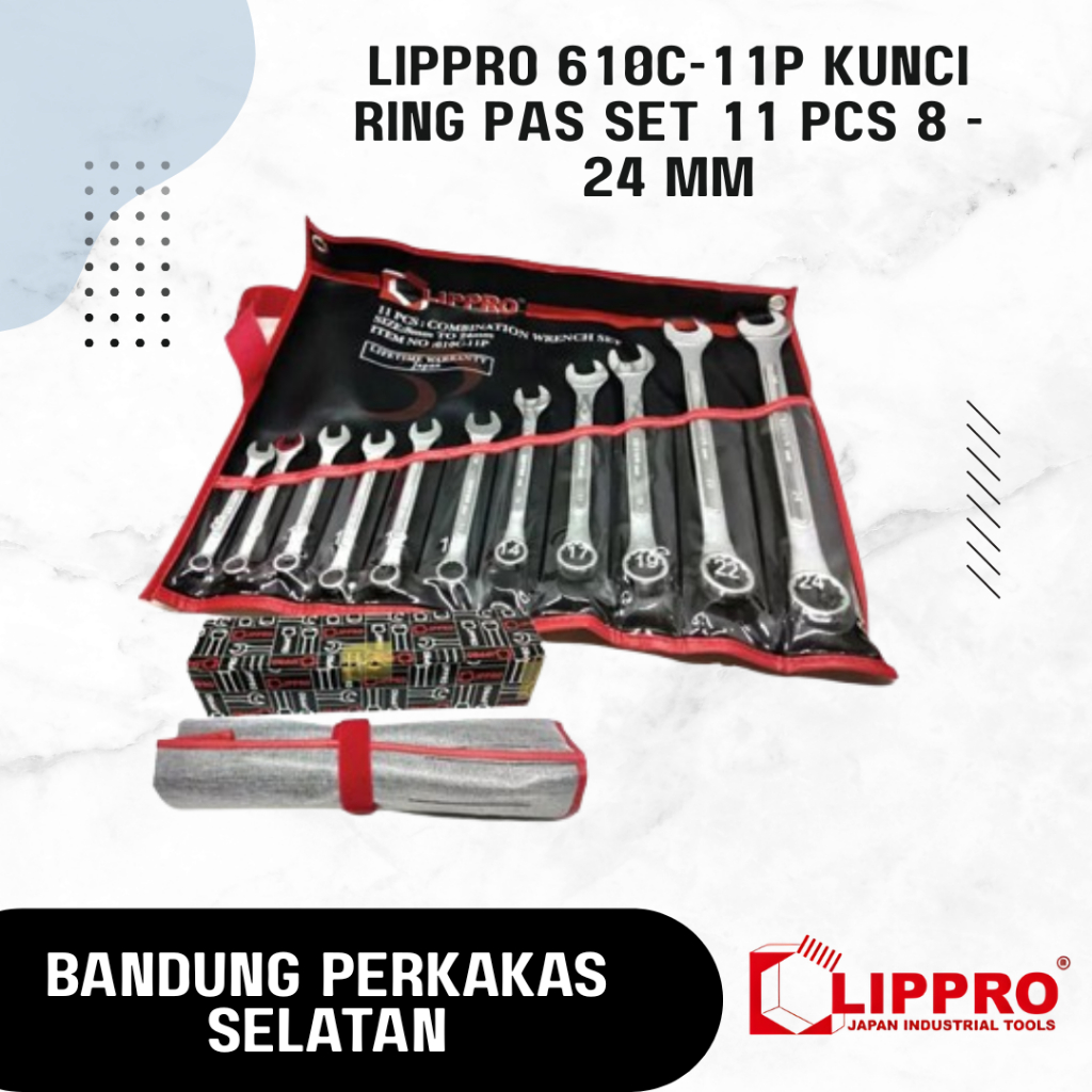 

LIPPRO 610C-11P Kunci Ring Pas Set 11 Pcs 8 - 24 mm