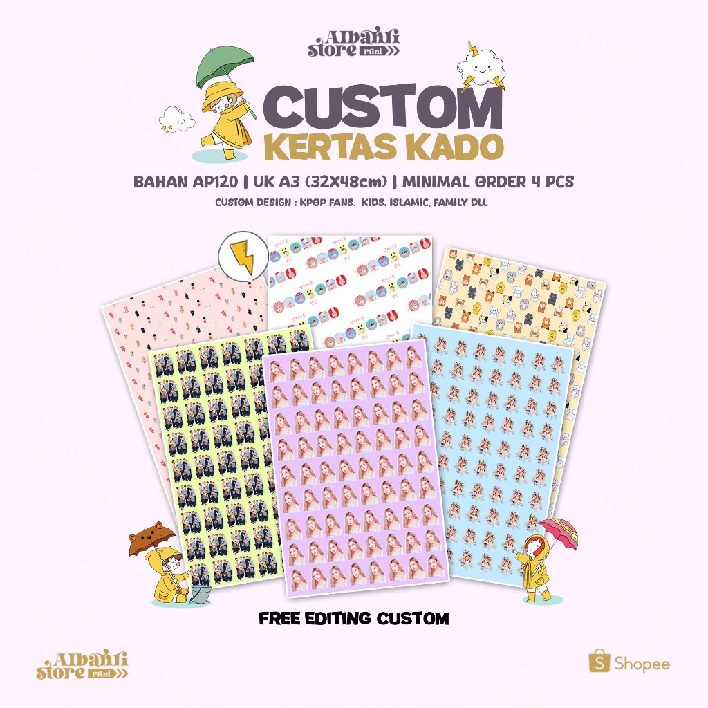 

CUSTOM KERTAS KADO A3 AP120 KPOP FANS KIDS ISLAMIC