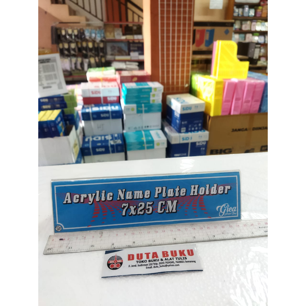 

Acrylic / Akrilik Papan Nama Meja Name Plate Holder 7 x 25cm 2 Sisi Bolak Balik