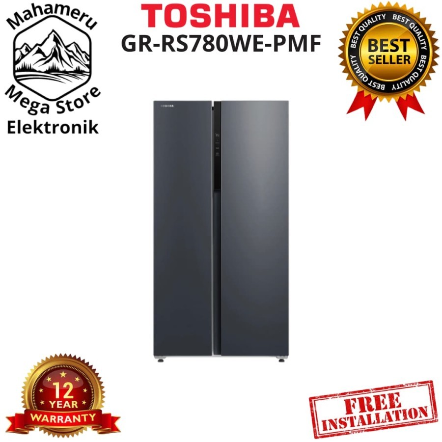 Kulkas Toshiba GR-RS780WE-PMF 558L Kulkas Side By Side