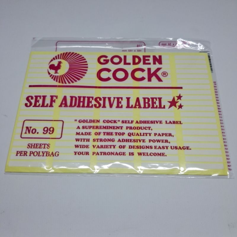 

1 Pack Label Stiker Golden Cock 99, 103, 121