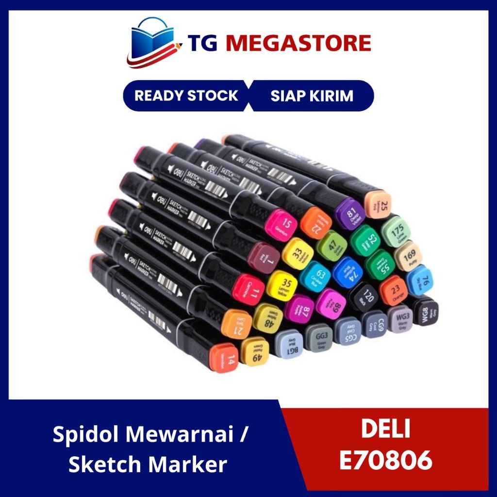 

Spidol Mewarnai / Sketch Marker DELI Dual Tip 60 Warna - E70806