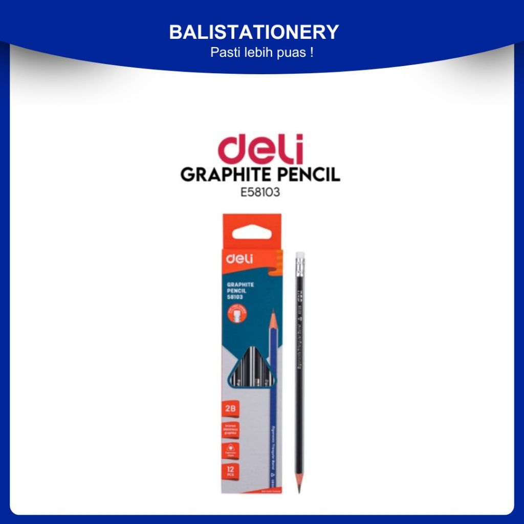 

Pensil 2B Deli E58103 Kayu Grafit Hitam untuk Menulis dan Ujian - berkualitas tinggi