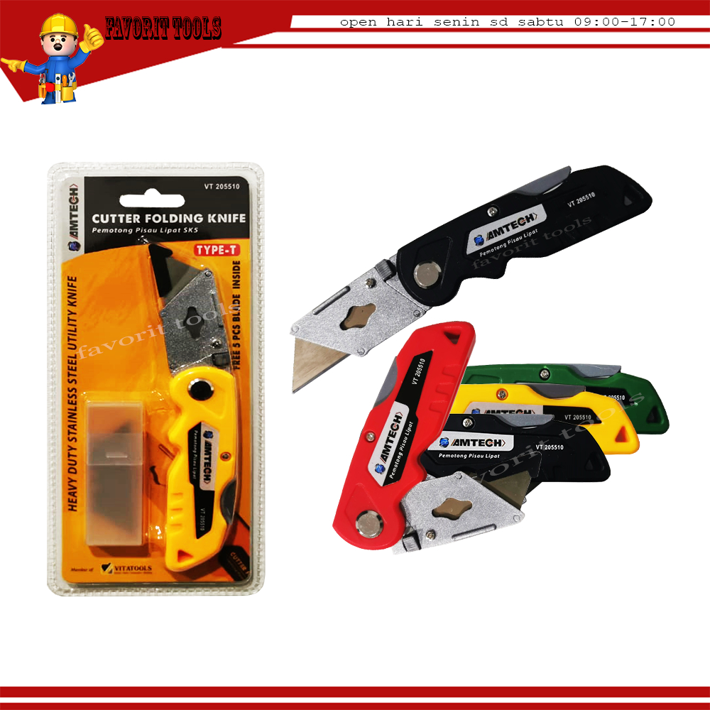 

Cutter Gypsum Amtech + Isi Cutter 5 Pcs Pisau Cutter Gypsum