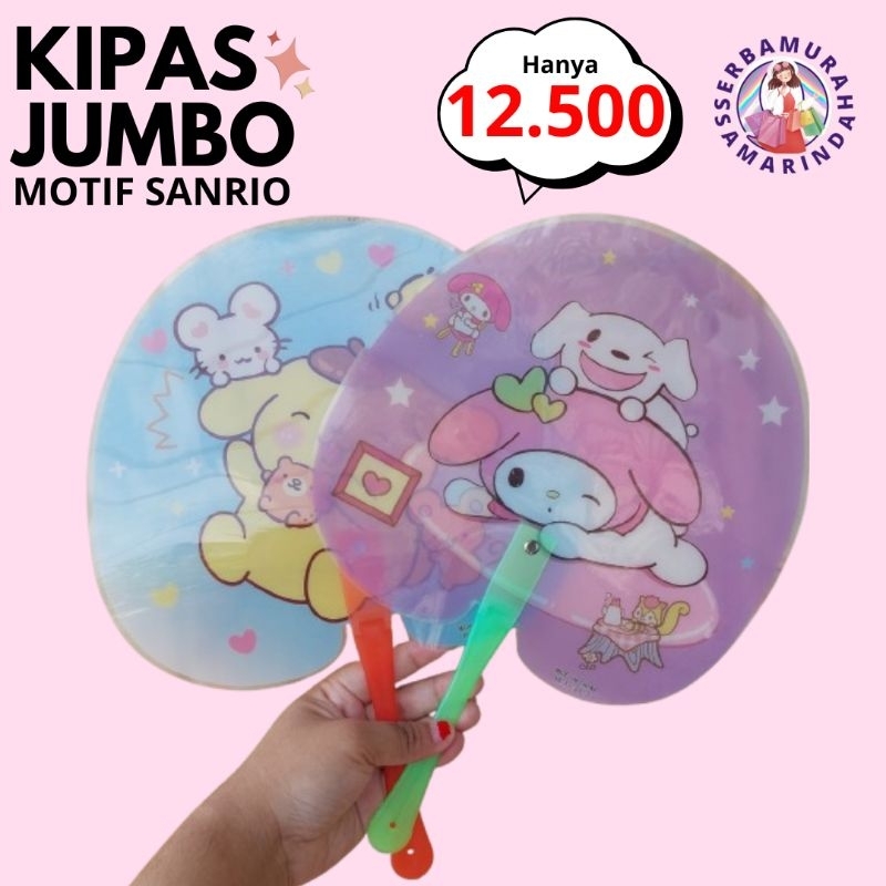 KIPAS TANGAN SANRIO JUMBO KIPAS KUROMI CINAMOROLL MELODY POMPURIN KIPAS KARAKTER LUCU KIPAS MURAH