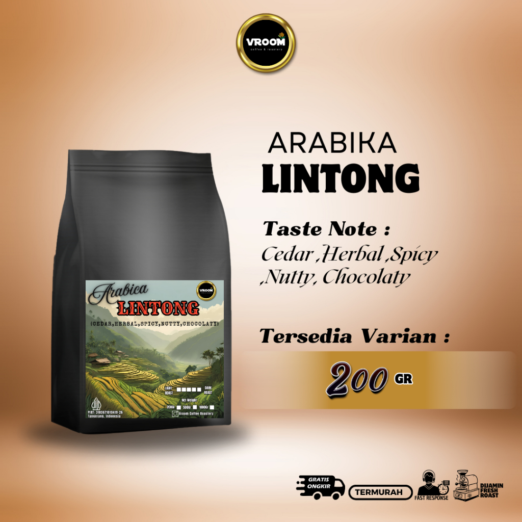 

Biji Kopi Bubuk Arabika Lintong Sumatera 200g Roasted bean Bubuk
