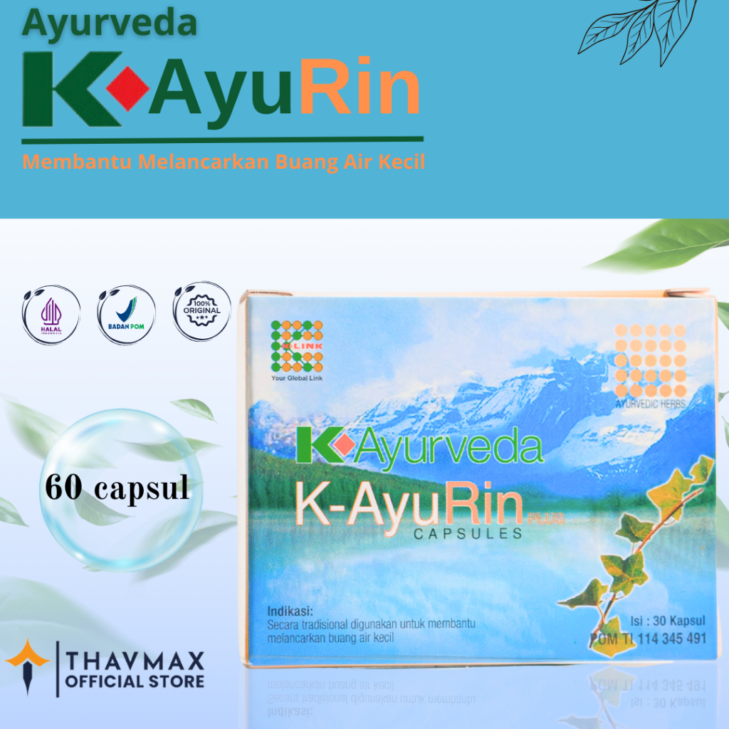 K Ayuverda AyuRin Plus 60 Capsules ORI K-LINK | Ayu Rin Klink Kapsul untuk Mengobati Batu Ginjal