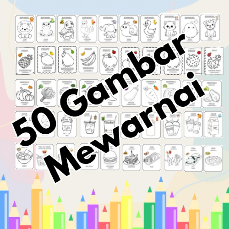 

Gambar Mewarnai Paket 50 Gambar Berbeda Gambar Sketsa Bukan Buku TK PAUD SD