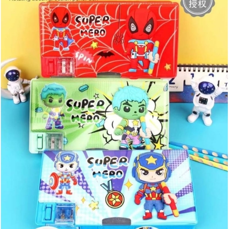 

Pencil Case XPM-568-8 / Kotak Pensil Super Hero + Rautan / Tempat Pensil Anak