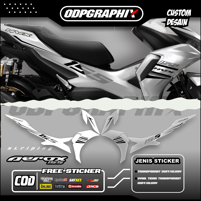STIKER STRIPING TRANSPARAN AEROX NEW 155 FACELIFT LIS STICKER UV BAHAN MAX DECAL PREMIUM WARNA BIRRU
