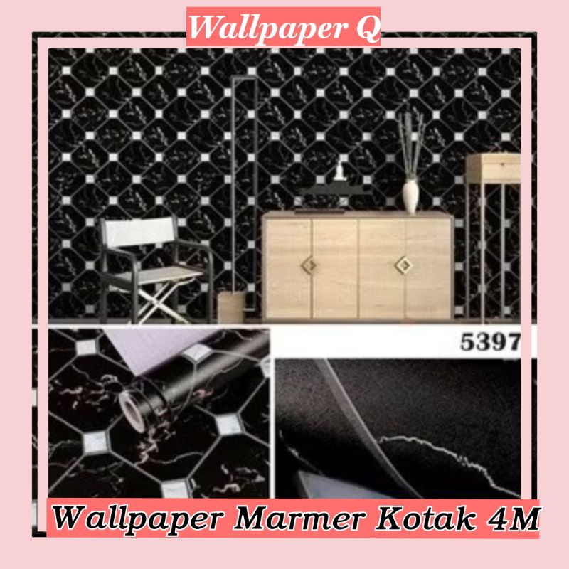 Wallpaper Marmer Kotak Granit Marbel Abstrak Wallpaper Stiker Hiasan Dinding 3D Wallpaper Ruang Tamu