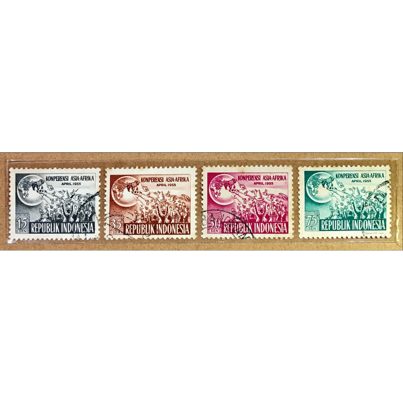 

(BA) PRANGKO INDONESIA 1955 KONFERENSI ASIA AFRIKA 4V COMPLIT SET USED .