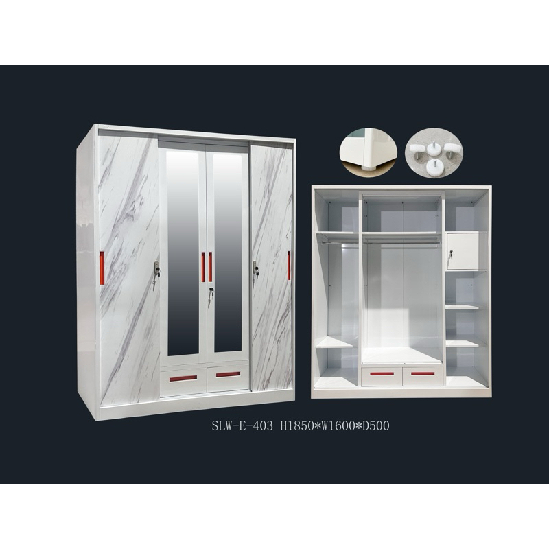 Lemari Pakaian 4 pintu kombi pintu slide