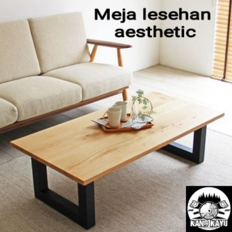 meja kayu minimalis 120x60x50cm meja kerja meja lesehan meja aesthetic meja tamu top table