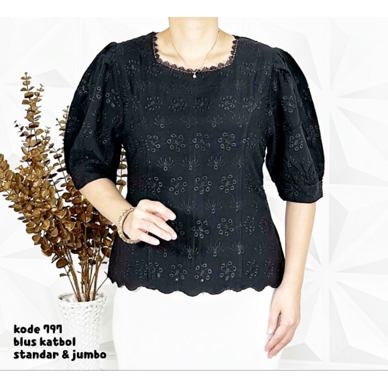 blus katun bordir hitam standar