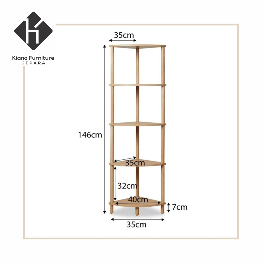 Kiano Furniture Rak Sudut Minimalis Modern Corner Shelf Rak Kabinet Kayu Jati Minimalis Rak Sudut Ru