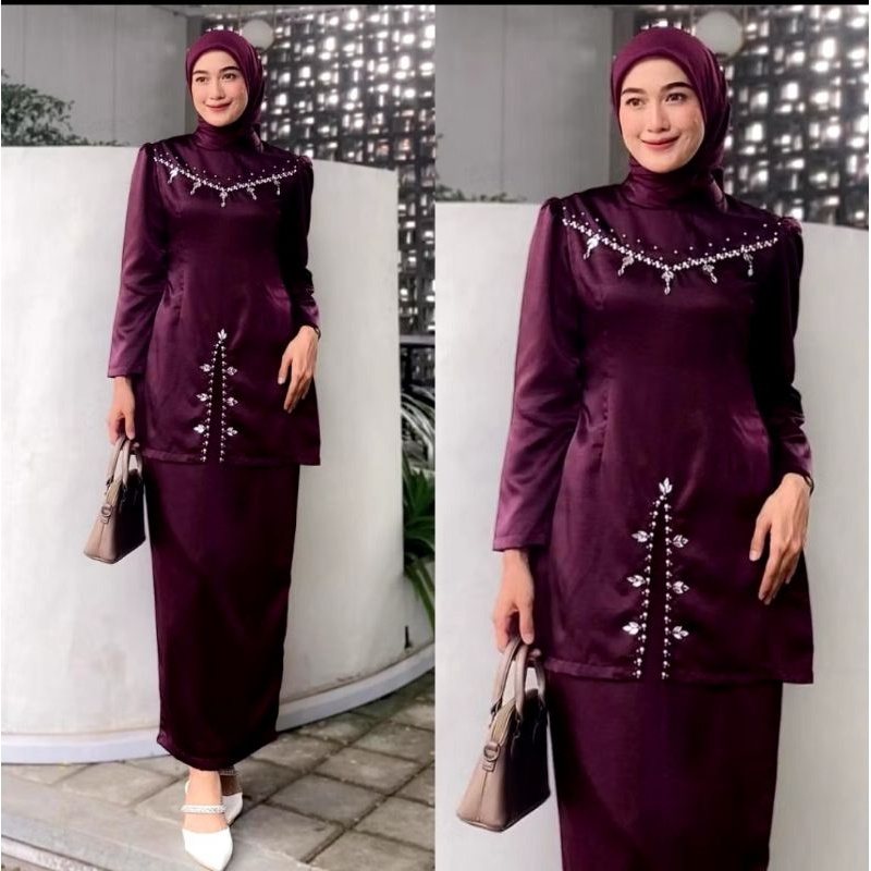 Set Kurung Melayu Fayra dress Satin SilkDress Kondangan Bridesmaid
