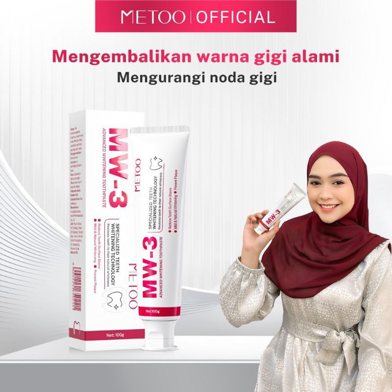 metoo pasta gigi MW 3 gigi putih karang gigi bau mulut gigi kuning