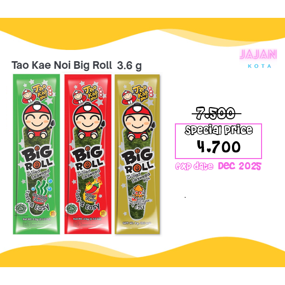 

Tao Kae Noi Big Roll Rumput Laut 3.6 gram