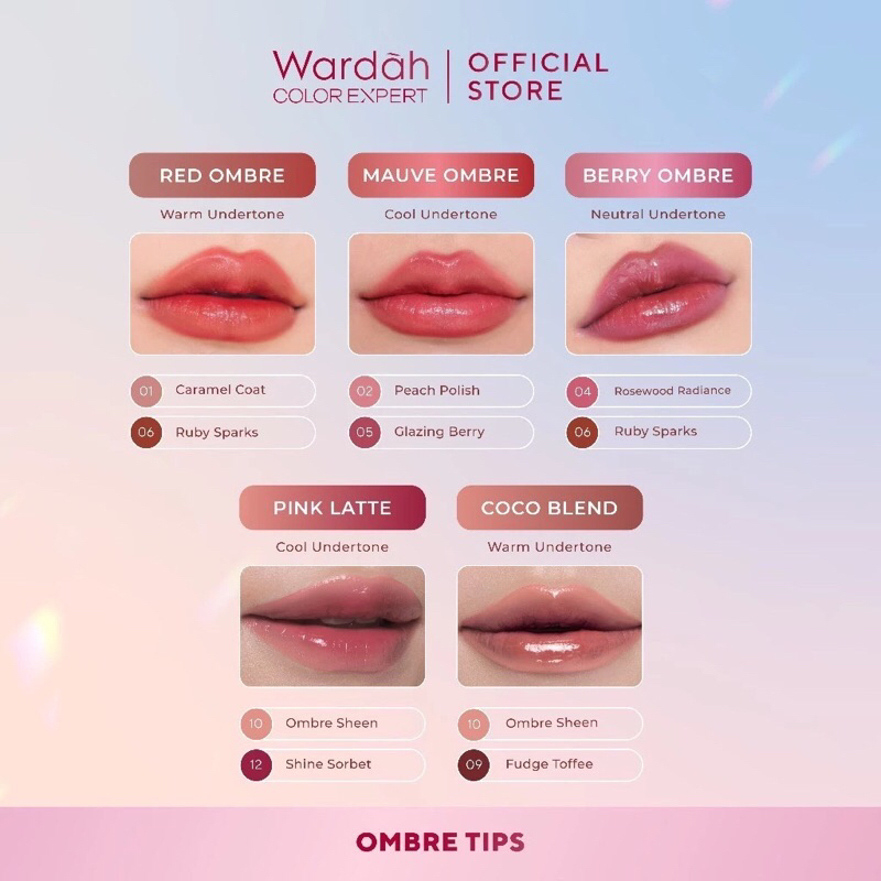 WARDAH - LIP LIQUID GLASTING 3,5GR | 01 Caramel Coat 02 Peach Polish 03 Dazzle Maple 04 Rosewood Rad