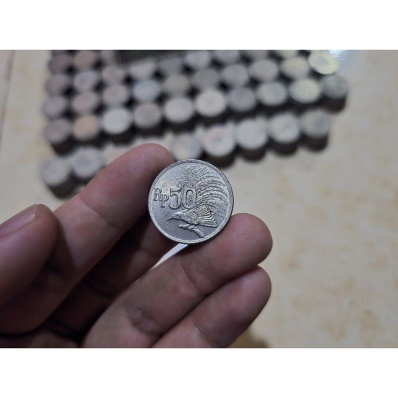 koin 50 rupiah cendrawasih tahun 1971 Asli BI
