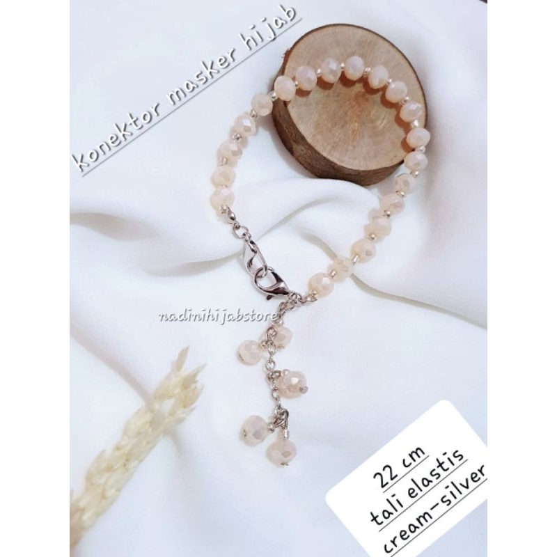 KONEKTOR MASKER HIJAB MUTIARA - PENGAIT MASKER HIJAB - TALI MASKER CYSTAL PREMIUM (TALI ELASTIS)