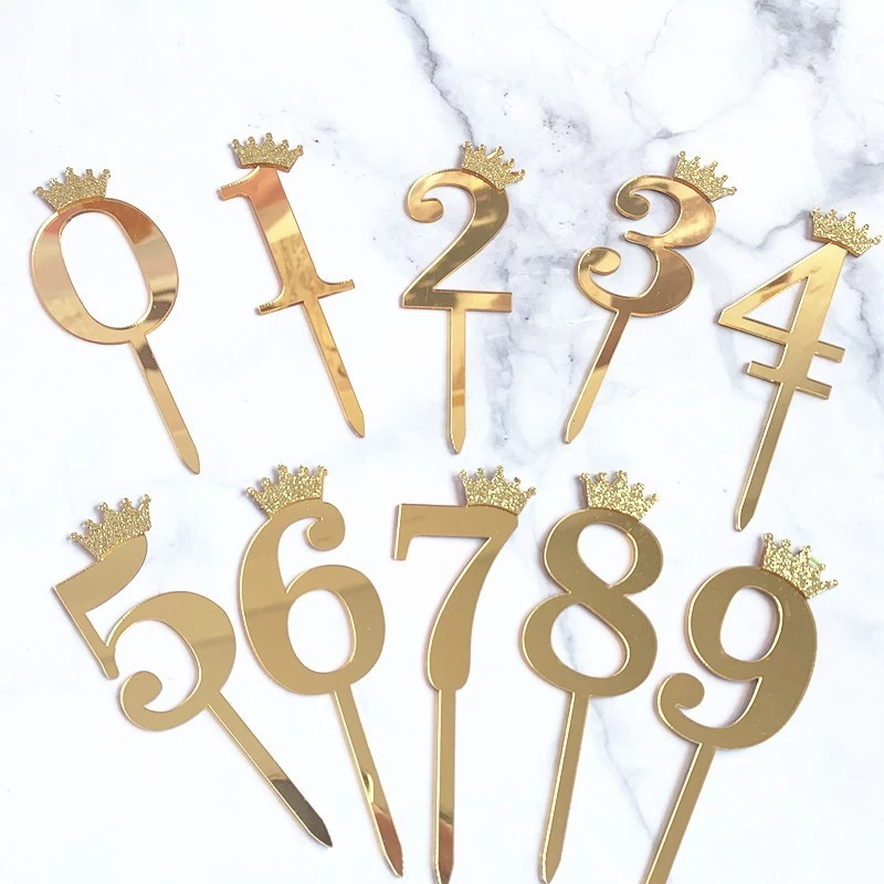 

HIASCAKE Cake Topper Acrylic Angka Mahkota Gold / Dekorasi Kue Ulang Tahun / Topper Happy Birthday Elegan