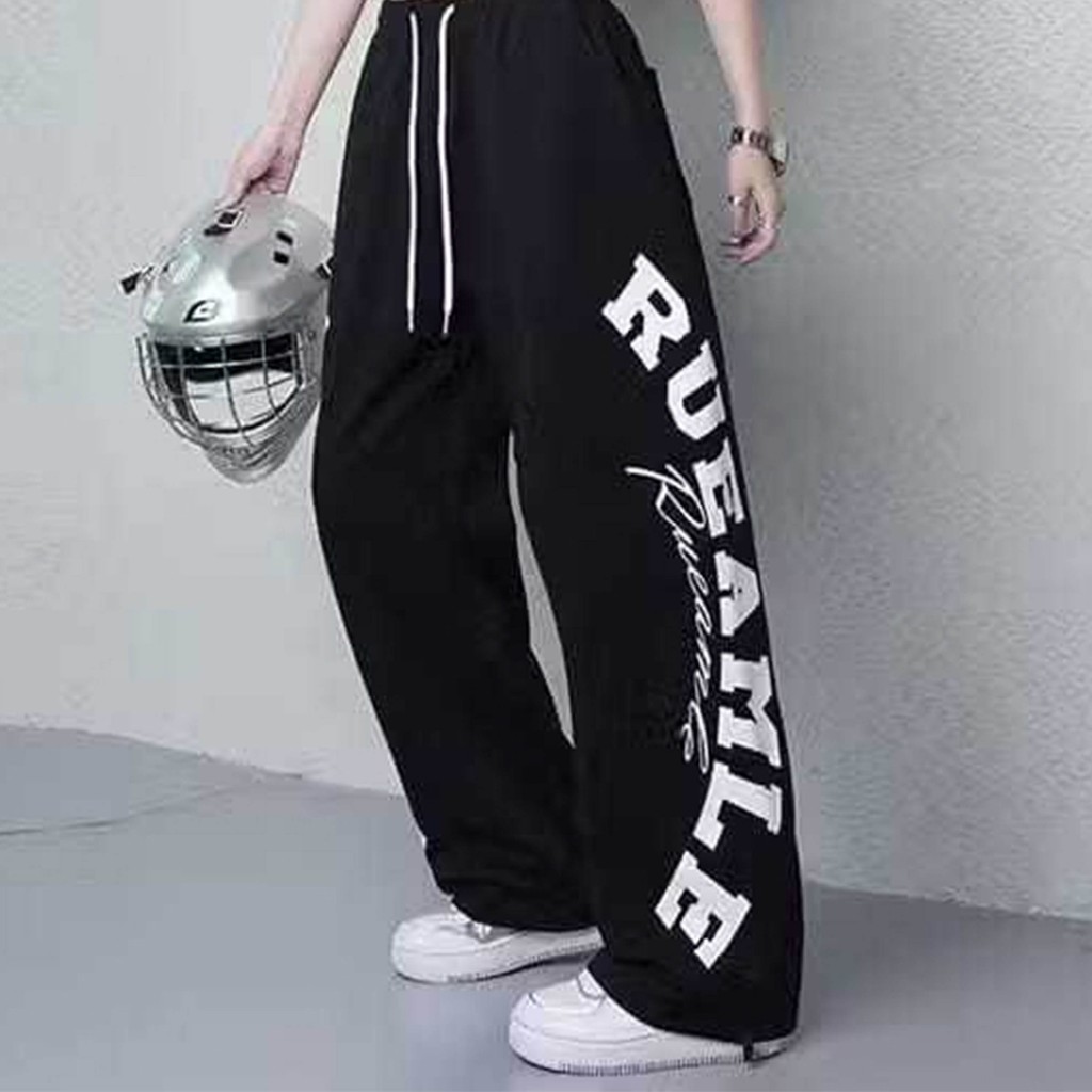 SS - Celana RUEAMLE Baggy Pants Wanita Basic Simple Korean Style Jogger Anak Remaja Kekinian