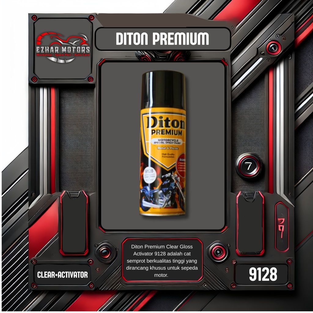 Cat Semprot Motor Diton Premium 9128 Clear Gloss – Cat Akrilik Bening Kilap | Tahan Panas, Cepat Ker